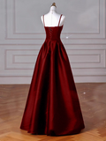 Sweetheart ??Prom Dress for Birthday&Graduation-Burgundy Satin Long Formal Evening Dress HZ1024