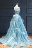 Sweetheart neck Lace Tulle Long Formal Dress, Green Evening Dress HZ1024