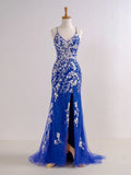 V Neck Long Prom Dress with Appliques Beading HZ1024