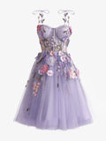 Sweetheart Neckline Lavender Applique Mini Short Prom Dress Homecoming Dress HZ1024