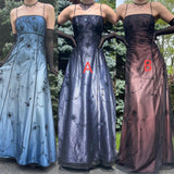 Blue Gradient Empire Prom Dresses Backless Romantic Beaded Evening Dresses Guest Dresses HZ1024