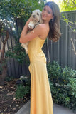 c Yellow Long Sheath Prom Dress With Split HZ1024