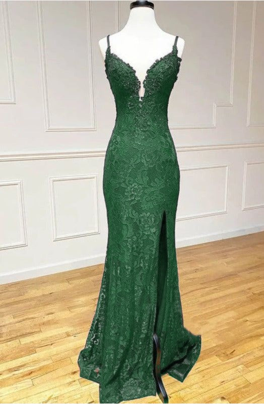 Mermaid Formal Dresses Under $170?? Charming Grape Spaghetti Straps Applique Long Backless Prom Dress With Slit HZ1024