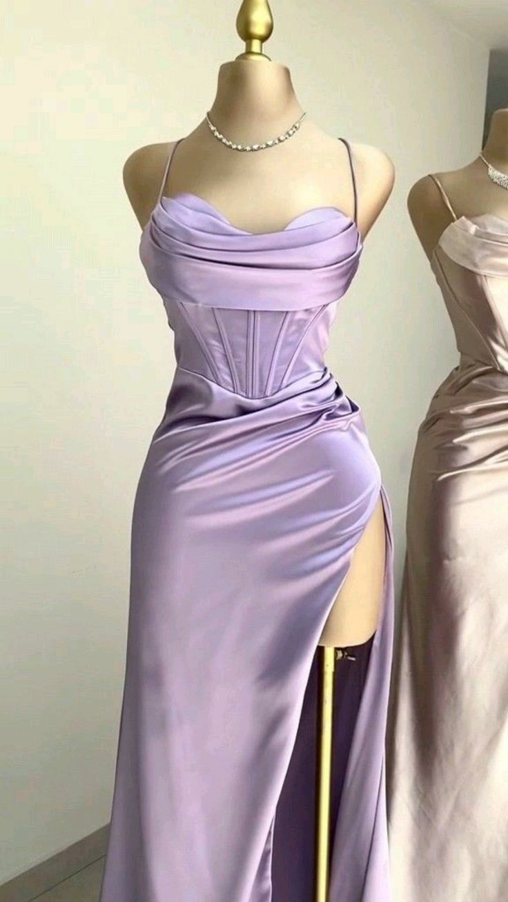 Green Mermaid Satin Spaghetti Straps Long Prom Dress With Split HZ1024