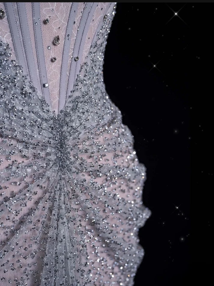 Gown?? Off The Shoulder Tulle Sequins Long Prom Dress for Formal Events &Quinceanera HZ1024