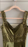 Green Mermaid Spaghetti Straps Satin Beaded Long Prom Dress Evening Dress HZ1024