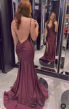 Purple Mermaid Gown ??Glitter Satin Backless Prom Dress with Slits for Formal Events &Quinceanera HZ1024