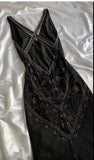 Black Beaded Halter Neck Mermaid Chiffon Prom Dress for Party Enchanted Backless Sleeveless Evening Gown HZ1024