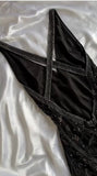 Black Beaded Halter Neck Mermaid Chiffon Prom Dress for Party Enchanted Backless Sleeveless Evening Gown HZ1024