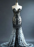 Sweetheart Mermaid Tulle Prom Dress Stylish Evening Dress HZ1024