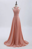Blush Pink Prom & Wedding Dress-Sweet 16 Chiffon Evening Gown for Graduation & Quinceanera HZ1024