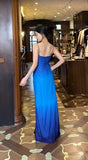 Chiffon Gradient Blue Prom Dress for Party Elegant 2000s Spaghetti Strap Evening Gown HZ1024