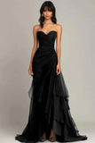 Dark Green A-Line Sweetheart Tulle Layered Long Prom Dresses Formal Evening Dress HZ1024