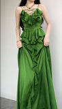 Sapphire Blue Spaghetti Strap Simple Satin V-Neck A-Line Party Dress HZ1024