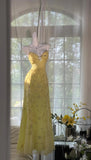 Butter Yellow Spaghetti Straps A-line Tulle Beaded Long Prom Dresses Backless Evening Gowns HZ1024