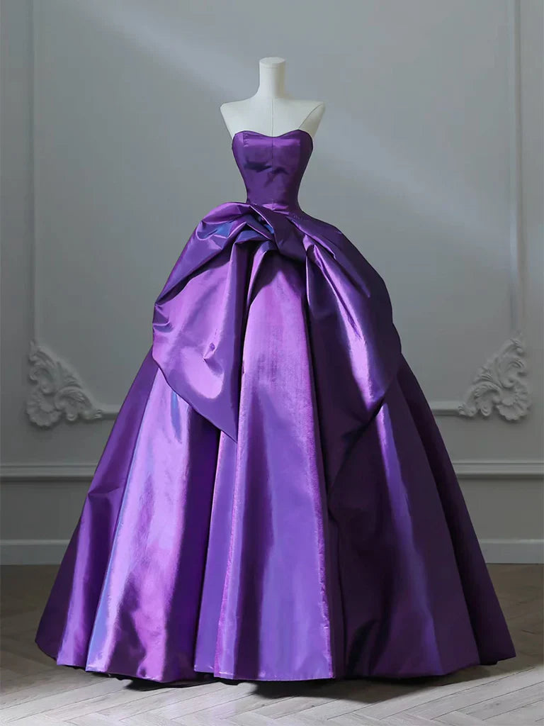Satin Purple Long Prom Dress?? Sweetheart Evening Gown for Special Ocassion Quinceanera Dress HZ1024