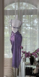 Purple Chiffon Beaded Sheath Elegant Backless Prom Dresses with Slits HZ1024
