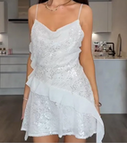 Blue Sheath Spaghetti Strap Short Outdoor Party Outfit Summer Birthday Dresses HZ1024