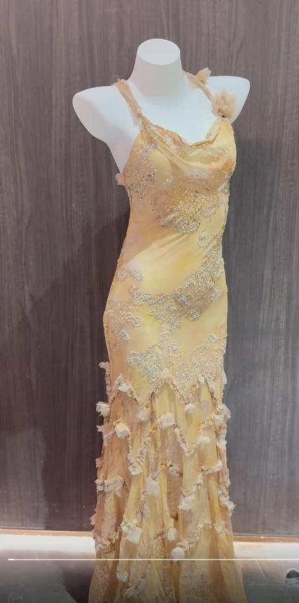 Yellow Straps Mermaid Chiffon Beading Long Prom Dresses Vintage Evening Gowns HZ1024
