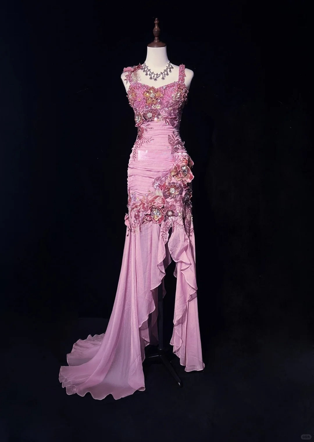 Mauve Square Neck Mermaid Chiffon Applique Long Prom Dresses Vintage Formal Evening Gowns HZ1024