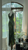 Green Halter Sheath Beaded Chiffon Long Prom Dresses Elegant Green Evening Gowns HZ1024