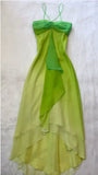 Gradient Green Spaghetti Straps Sheath Chiffon Short Party Dress HZ1024