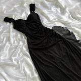Black Sweetheart Neck Bodycon Birthday Dresses Ruffle Chiffon Formal Dresses Party Dress HZ1024