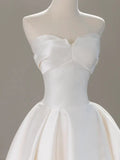 Sweetheart Neck Satin White Long Prom Dress HZ1024