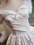 Off Shoulder Satin White Short Prom Dress, White Homecoming Dress HZ1024