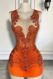 Jewel Bodycon Beaded Birthday Dresses, Orange Homecoming Dresses HZ1024