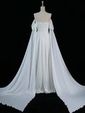 Purple A-Line Off Shoulder Satin Long Prom Dress Formal Evening Dress HZ1024