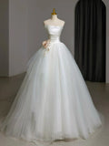 Tulle White Long Prom Dress, White Long Formal Dress HZ1024