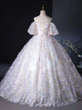 Sweetheart Neck Tulle Lace Light Purple Long Prom Dress HZ1024