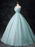 Beads Blue Long Prom Dress, Blue Long Formal Dress HZ1024