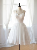 Chiffon White Short Prom Dress, White Homecoming Dress HZ1024
