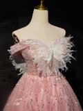 A-Line Tulle Lace Short Prom Dress, Pink Cocktail Dress HZ1024