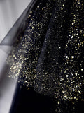 Sweetheart Neck Tulle Sequin Black Long Prom Dress, Black Formal Dress HZ1024