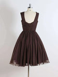 A-Line Short Prom Dresses, Brown Short Homecoming Dress HZ1024