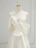 Sweetheart Neck Satin ivory Long Prom Dress, ivory Long Formal Dress HZ1024