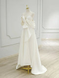 Sweetheart Neck Satin ivory Long Prom Dress, ivory Long Formal Dress HZ1024