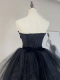 Tulle Black Long Prom Dress, Black Formal Evening Dress HZ1024