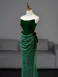 Tulle Velvet Green Long Prom Dress, Green Long Formal Dress HZ1024