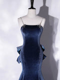 Mermaid Velvet Long Prom Dresses, Velvet Formal Evening Dresses HZ1024