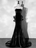 Mermaid Velvet Long Prom Dresses, Velvet Formal Evening Dresses HZ1024