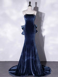 Mermaid Velvet Long Prom Dresses, Velvet Formal Evening Dresses HZ1024