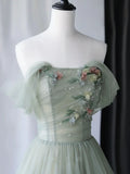 Green Tulle Long Prom Dresses, Green Formal Evening Dresses HZ1024