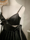 A-line tulle short prom dress, black homecoming dress HZ1024