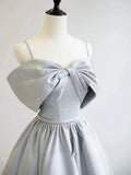 Satin Gray Long Prom Dresses, Gray Long Formal Dresses HZ1024