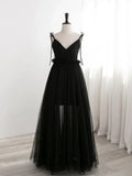 Black Tulle Long Prom Dresses, Black Formal Evening Dresses HZ1024