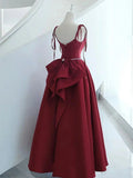 Burgundy Long Prom Dress, Satin Formal Burgundy Evening Gown HZ1024